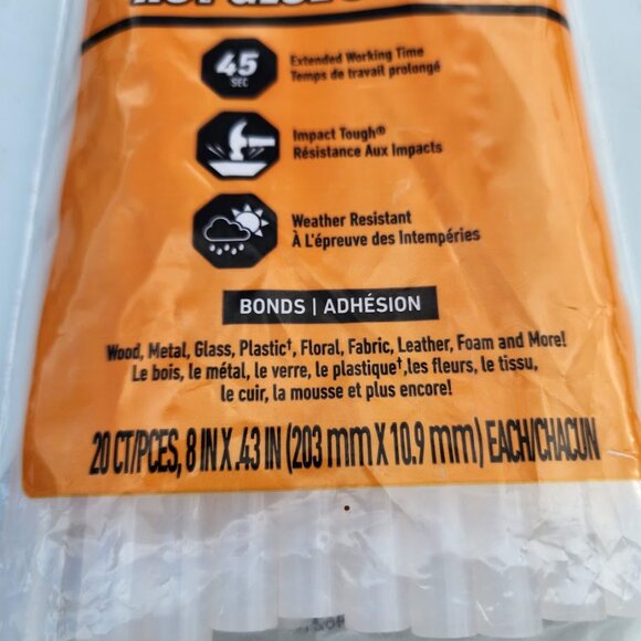 NEW Gorilla Hot Glue Sticks Clear Full Size 8" Long 20 Count Arts and Crafts Cra - Picture 3 of 14